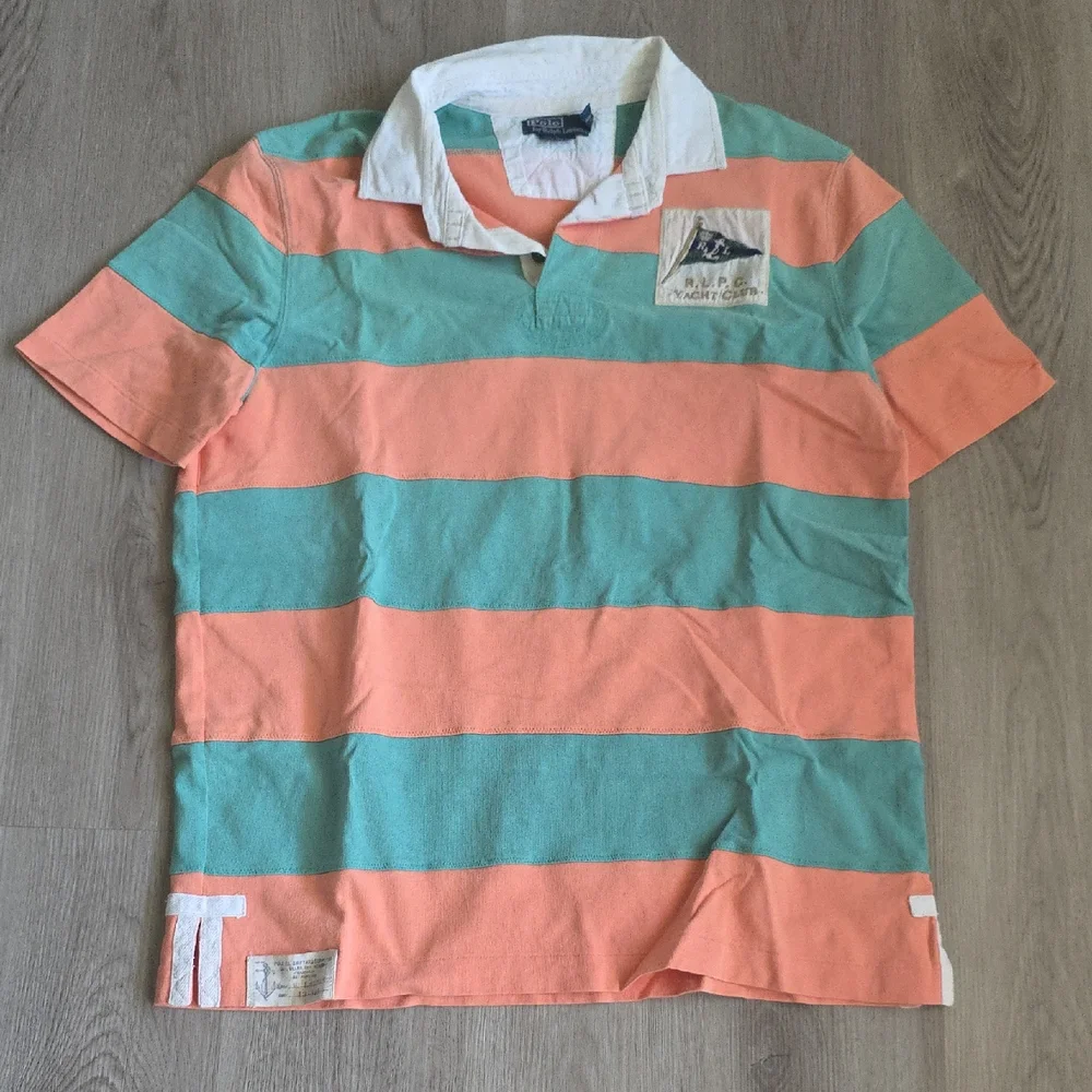 Vintage Polo Ralph Lauren Orange and Green Yacht Rugby - Picture 1 of 7